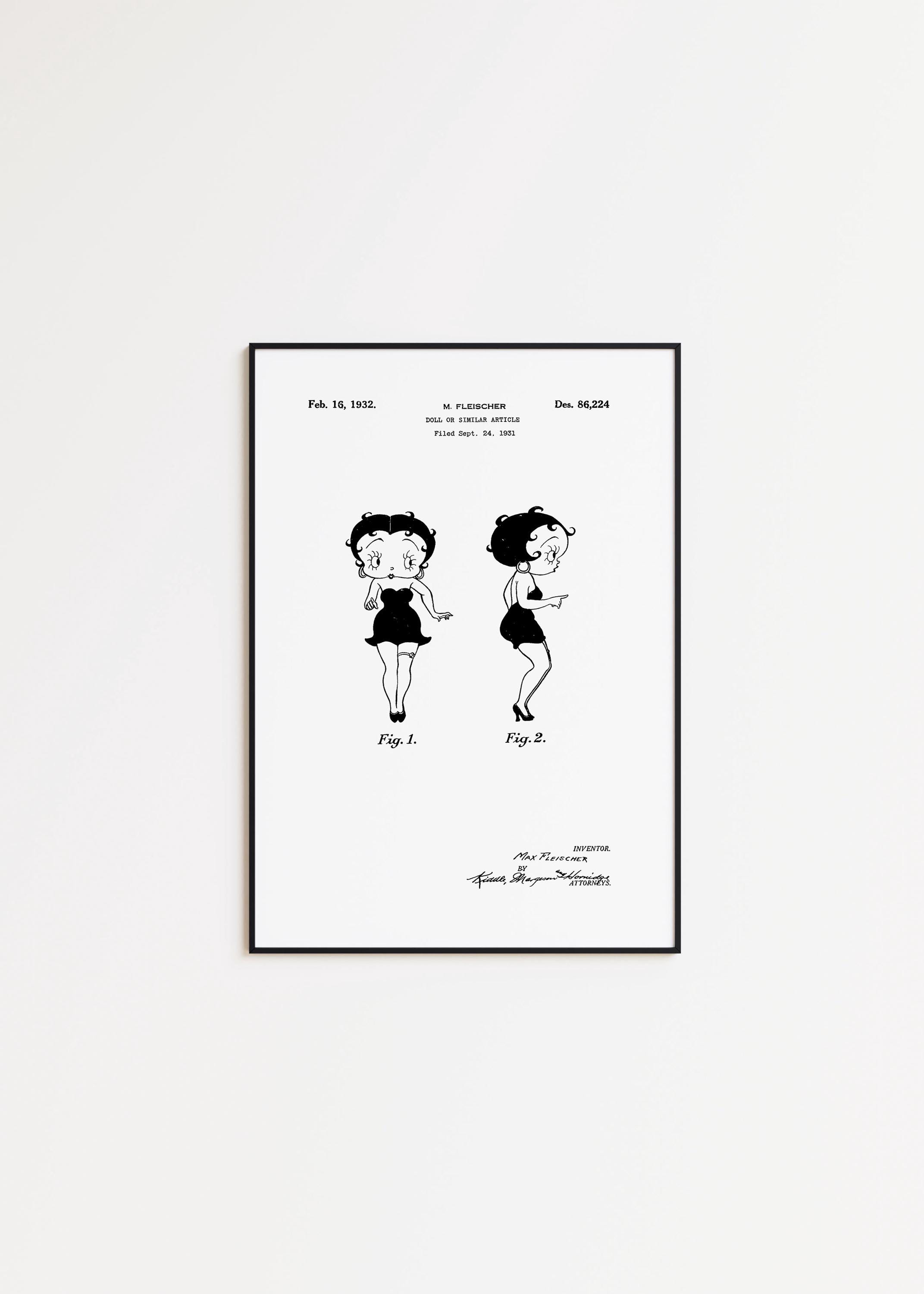 Betty Boop Patent Art Print: Vintage Wall Decor - Etsy