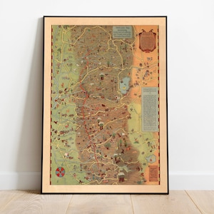 Moeder Lode Californië kaart afdrukken| Comstock Lode Nevada kaart afdrukken | Nevada canvas kunst aan de muur| Californië muurprint| Vintage kaartposter