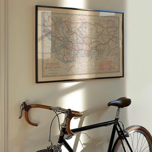 Kaart van de wegen van Montana 1920 Ingelijste poster print muurkunst Canvaskunst muurdecoratie