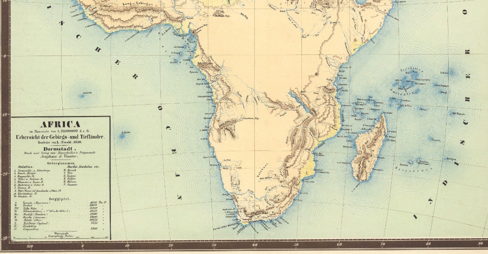 Africa Old Map 1850 Africa Atlas Africa Continent Wall Map  Etsy