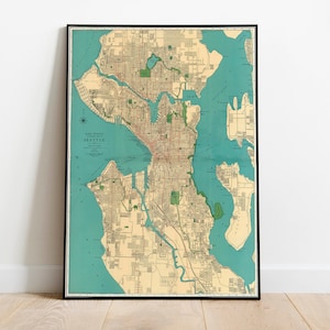 Mapa antiguo de Seattle / Mapa de calles de Seattle / Mapas antiguos / Mapa antiguo de Seattle / Mapa de pared de Seattle / Arte de pared de mapa antiguo / Mapas antiguos / Mapas antiguos de EE. UU.