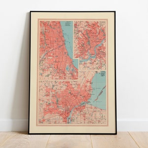 Geographische Karte von Chicago, Detroit und Philadelphia| Karte Wanddeko | Karte Wandkunst| Poster| Karte Wandbild | Gerahmter Druck| Leinwanddruck Karte