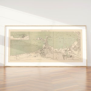 Mapa de la ciudad de Alejandría/ Mapas de Egipto/ Impresión de carteles/ Impresión de pared enmarcada/ Decoración de pared con impresión de lienzo/ Póster de pared/ Arte de pared de mapa vintage