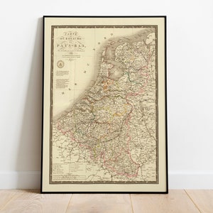 Historische Landkarte der Niederlande und Belgien 1821| Alte Karte Wanddekor | Karte Wandkunst | Posterdruck | Gerahmter Kunstdruck | Wandbild Map