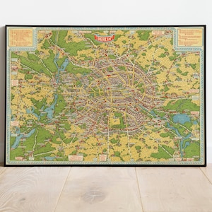 Berlin Karte Druck| Fine Art Prints| 1931 Berlin Karte Wand Kunst| Gerahmte Wandkunst| Leinwandbild | Poster Kunst| Drucke Wandkunst| Stadt Karte Wandbilder