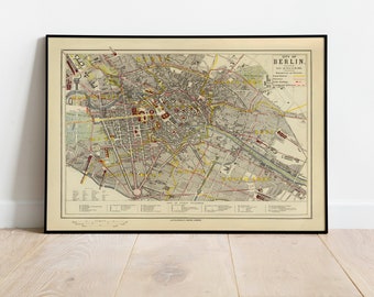 Berlin Map Print| Art History| 1883 Berlin Map Wall Art| Framed Wall Art| Canvas Art| Poster Art| Prints Wall Art| City Map Wall Prints
