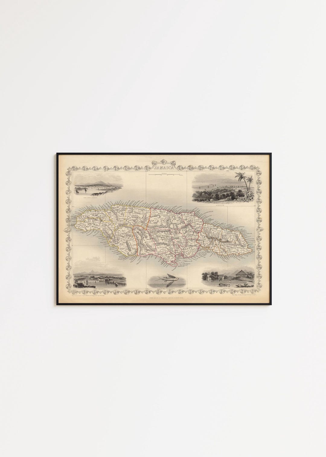 Vintage Jamaica Map Print: 1851 Wall Art - Etsy