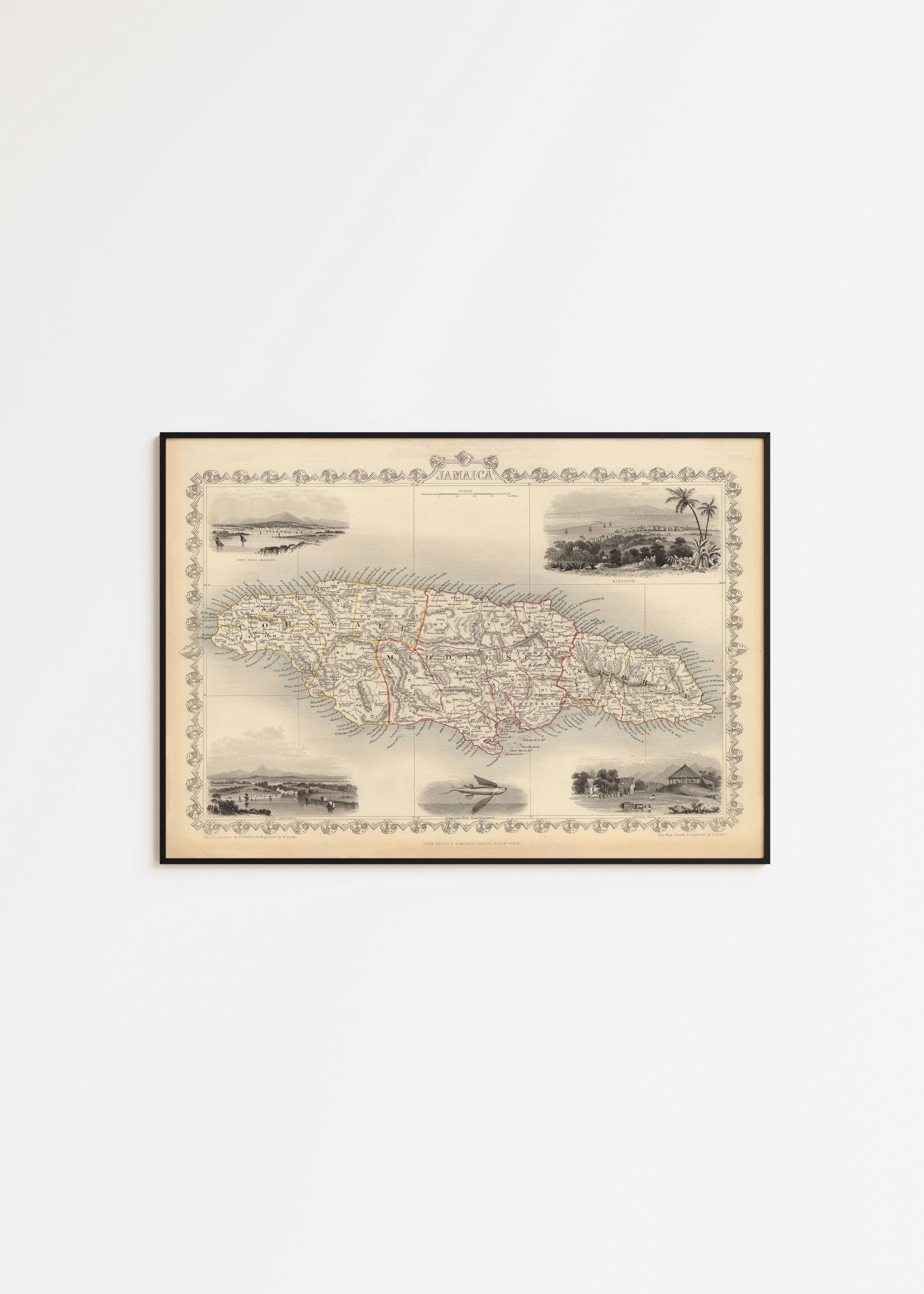 Vintage Jamaica Map Print: 1851 Wall Art - Etsy