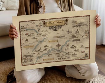 エイブラハム・リンカーン地図アートプリント：ヴィンテージアメリカ歴史壁飾り