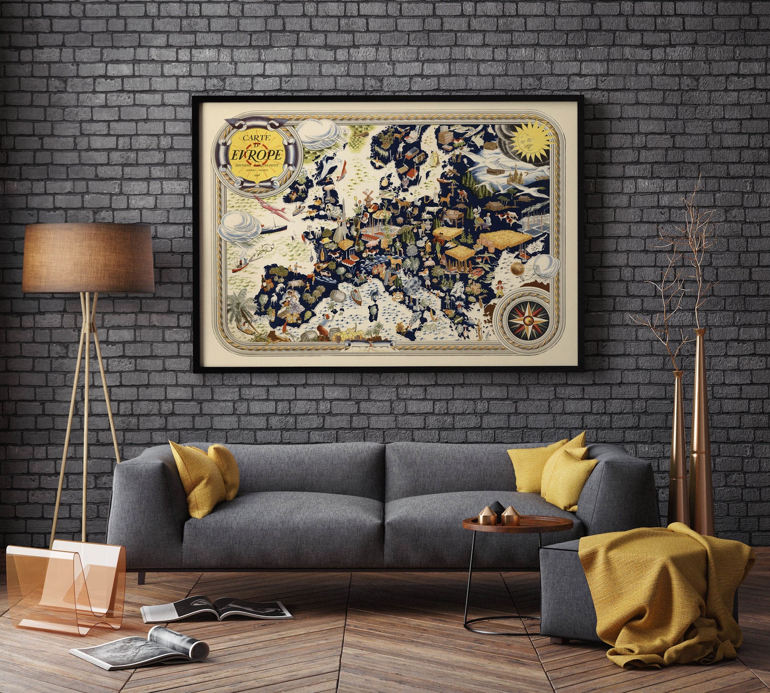 Pictorial Map of Europe Wall Art Print Europe Map Wall Etsy