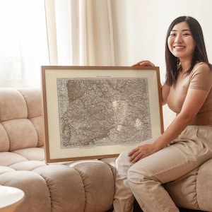 Mapa antiguo de Stuttgart 1891, póster enmarcado, impresión, arte de pared, lienzo, decoración de pared