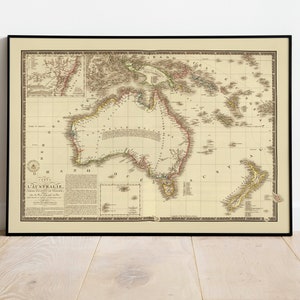 Historische Karte von Australien 1826| Alte Karte Wanddeko | Vintage Karte Wandkunst| Posterdruck | Gerahmter Kunstdruck| Leinwanddruck Karte