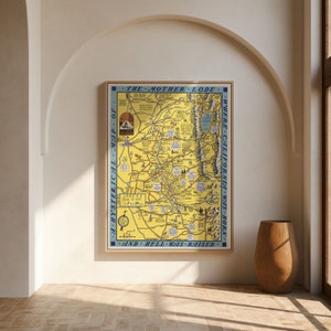 1948 Map of the Mother Lode Animiertes Poster | Kalifornien Wandbild | Mother Lode Kunst auf Leinwand | Vintage Karte Poster für Wanddekor