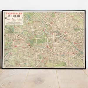 Berlin Map Wall Print| 1906 Berlin Stadtplan | Posterdruck | Leinwanddruck Wandkunst | Alte Karte Wand Kunst Poster | Gerahmte Karte Wand Dekor