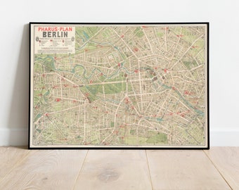 Berlin City Map Wall Print| 1906 Berlin City Plan Map| Poster Print| Canvas Print Wall Art| Old Map Wall Art Poster| Framed Map Wall Decor