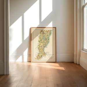 Karte von Santa Fe, Argentinien| Alte Karte Wand Kunstdruck | Gerahmter Kunstdruck| Vintage Karte Wand Leinwand| Wandbild| Posterdruck