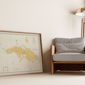 Mapa das Índias Ocidentais, Ilhas Virgens e St Thomas 1922 | Decoração de parede com impressão artística | Impressão de pôster emoldurado | Arte de parede com impressão em tela | Pôster vintage