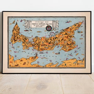 Prince Edward Island Karte Wandbild | Kanada Alte Karten Wand Poster | Prince Edward Island Karte Wand Kunst Leinwand| Pull Down Map
