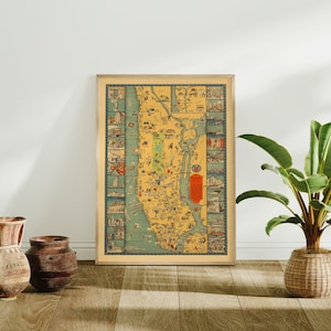 Manhattan Karte Druck| Kunstgeschichte| 1933 Manhattan Karte Wandkunst| Gerahmte Kunst| Leinwandbild | Poster Kunst| Drucke Wandkunst| Stadt Karte Wandbilder