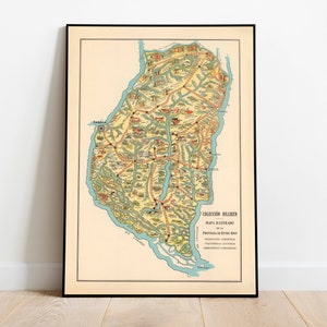 1933 Mapa de Entre Ríos/ Argentina Mapas Impresiones de pared/ Arte de lienzo Arte de pared / Impresiones de arte enmarcadas / Impresión enmarcada de percha / Póster de mapa vintage