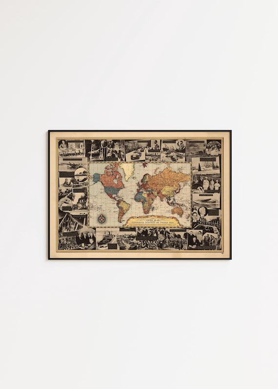 1939年の政治世界地図プリント：ヴィンテージの絵画史 - Etsy 日本