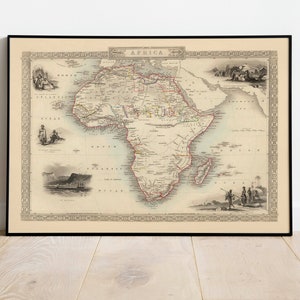 Impresión de mapas de África/ Historia del arte/ 1851 Arte de la pared del mapa de África/ Arte de la pared enmarcado/ Arte del lienzo/ Arte del cartel/ Impresiones de arte de la pared / Impresiones de la pared del mapa
