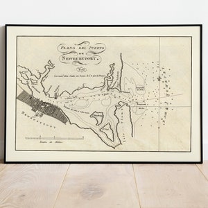 ニューベリーポート港の海図 1818 | 古地図の壁飾り | ビンテージ地図の壁アート | ポスタープリント | 額入りアートプリント | キャンバスプリント地図