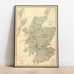 Historical Map of Scotland 1876 Old Map Scotland Wall Print Scotland Map Canvas Wall Art Pull Down Map Scotland Map Wall Poster image 5