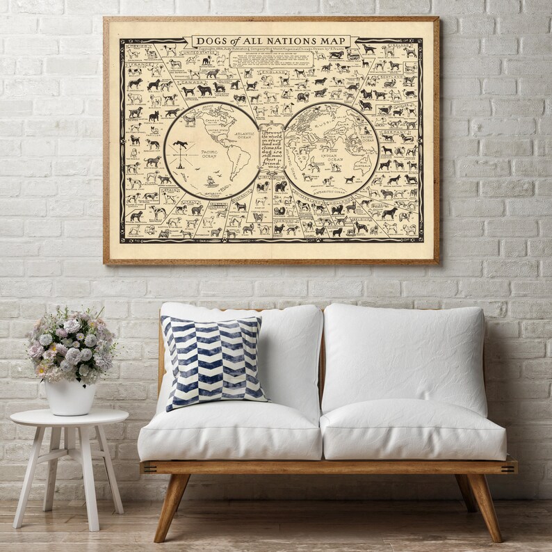 Dogs Of All Nations Map Poster Chart Image 0
