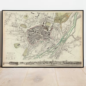 München Karte Drucken| Fine Art Prints | 1832 München Karte Wandkunst | Gerahmte Wandkunst | Leinwand Kunst| Plakatkunst| Druckt Wandkunst | City Map Wandbilder
