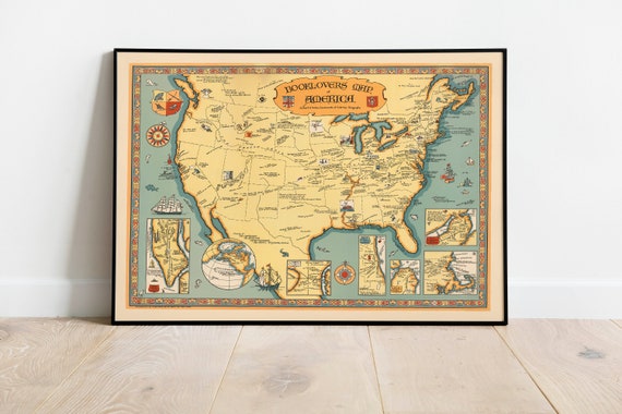 USA Map Poster United States Map Chart [Tan Color], 47% OFF