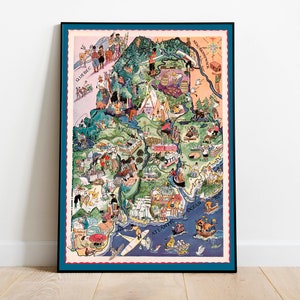 Mapa del estado de Maine/ Impresión de mapa de Maine vintage / Arte de pared de lienzo / Impresión de arte de pared de Maine / Póster de mapa vintage / Mapa desplegable