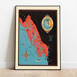 Tongass National Forest Map Print | Kunstgeschichte| Alaska Karte Wandkunst| Gerahmte Kunst| Leinwandbild | Poster Kunst| Drucke Wandkunst| Landkarte Wandbilder