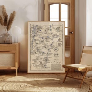 Historyczna mapa Vermont 1934 plakat w ramce wydruk ścienny sztuka na płótnie wydruk ścienny dekoracja