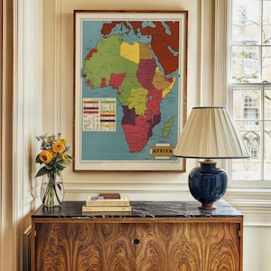 Stampa della mappa dell'Africa del 1945: arte murale d'epoca