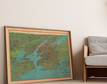 Vintage New York-kartaposter: Konsttryck, väggdekor
