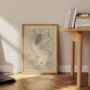 Karte von Charleston| South Carolina Wandkunst | Charleston Map Print | Leinwandbild | Vintage Karte Poster