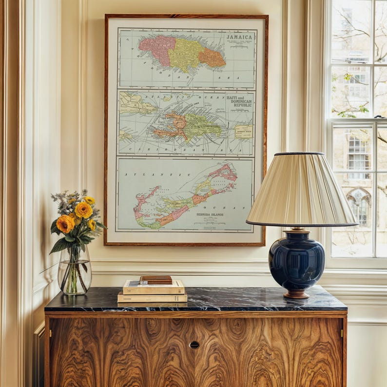 Maps Representing Jamaica Haiti the Dominican Republic and the Bermuda ...