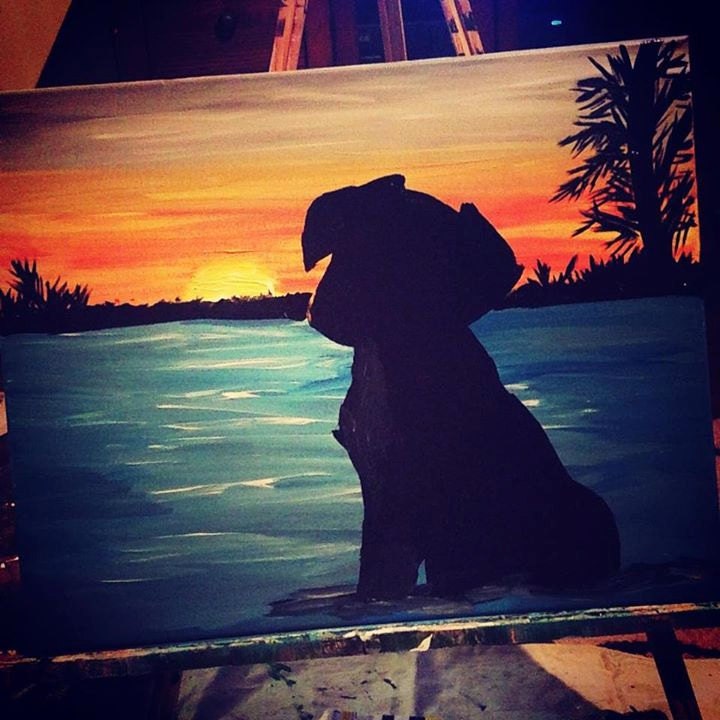 Dog Sunset Painting Silhouette - Etsy