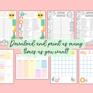 Printable SUMMER Planner Bundle Summer Calendar Summer Checklist Summer ...