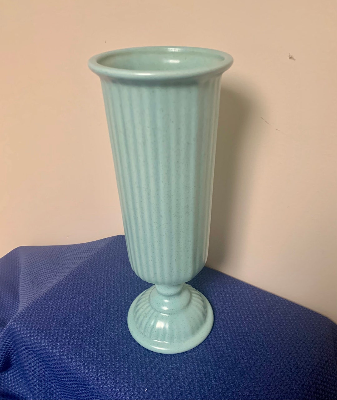 Haeger Pottery Vase Teal Blue Ceramic Made in USA Flower Vase Etsy