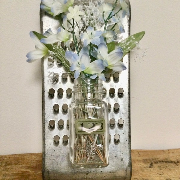 Floral Bottle Kitchen Shabby Cottage Blue white