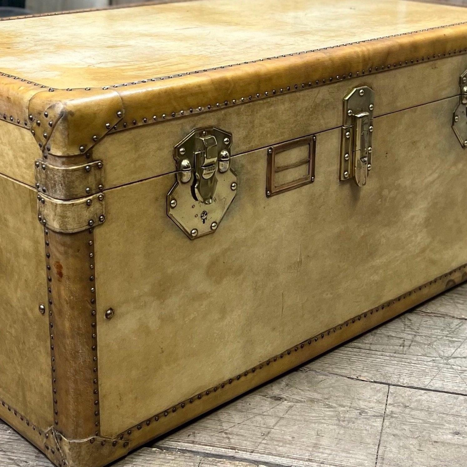 Luxury Antique Rare Vellum Antique Travel Trunk