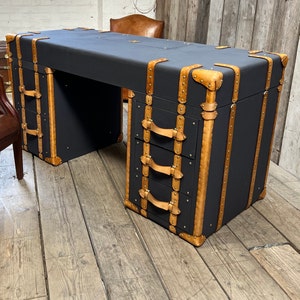 Leather & Millerain Luxury Executives Home Office Desk
