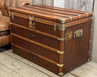 Antique XL Luxury French Steamer Trunk