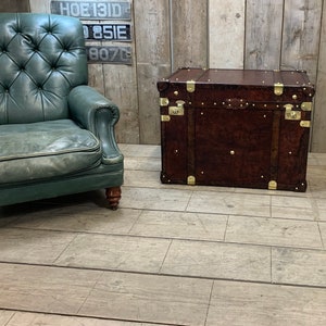 End Table, Luxury Leather Campaign Chest, Leather Craft, English Handmade