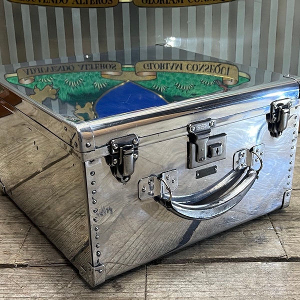 Vintage Polished Aluminium Travel Suitcase Luggage
