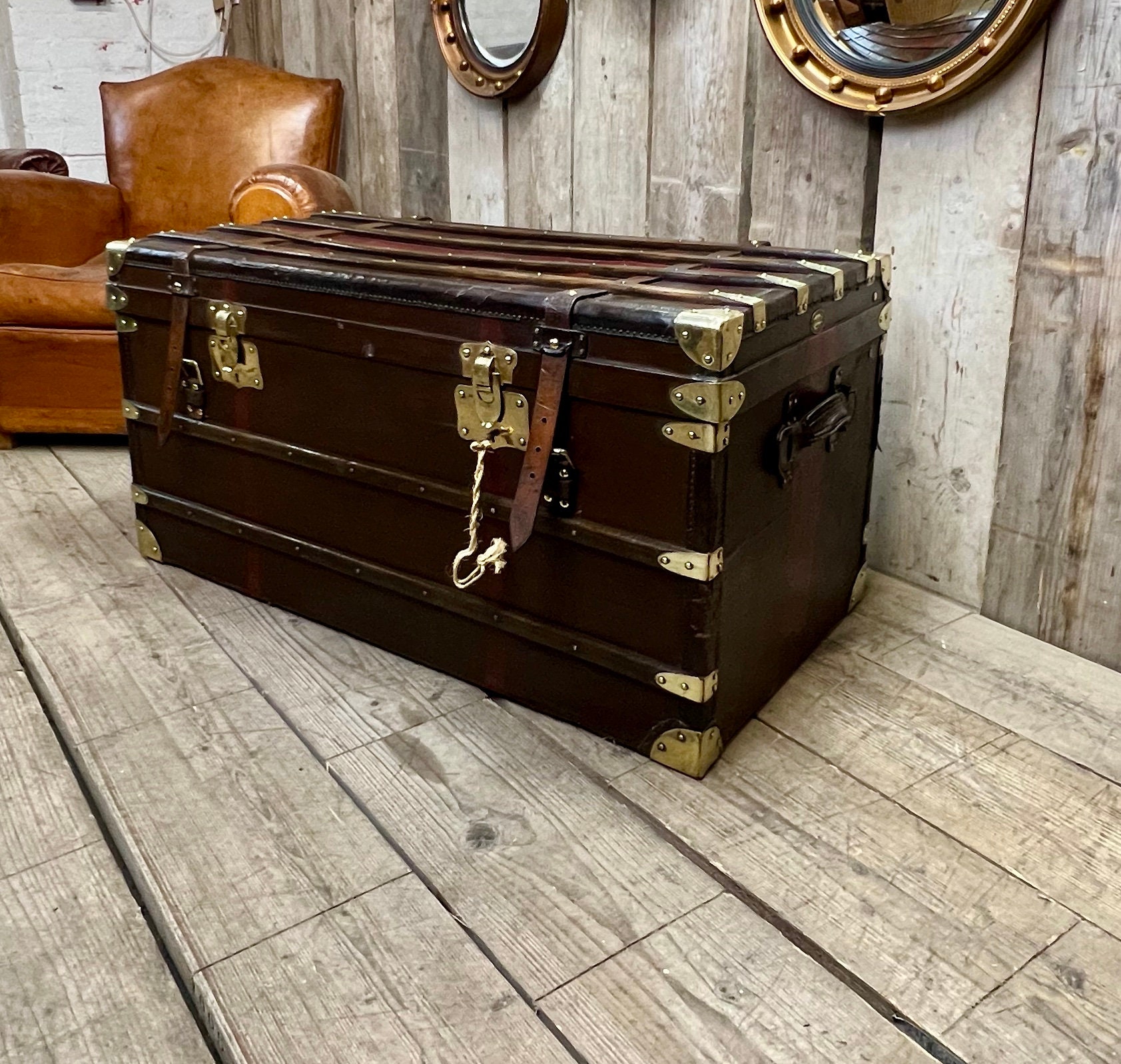 Goyard Rare Rolling Suitcase Luggage With Steamer Trunk Details Wheeled  Trolley