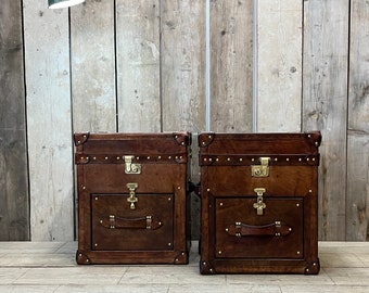 Pair Of Matching Leather End Tables