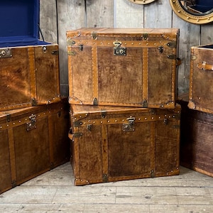 Custom handmade leather trunks - bespoke English handcrafted accent storage